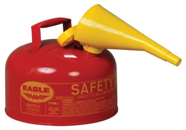 048441221707__27408.jpg 2 Gallon Steel Safety Can for Flammables, Type I, Flame Arrester, Funnel, Red - UI20FS