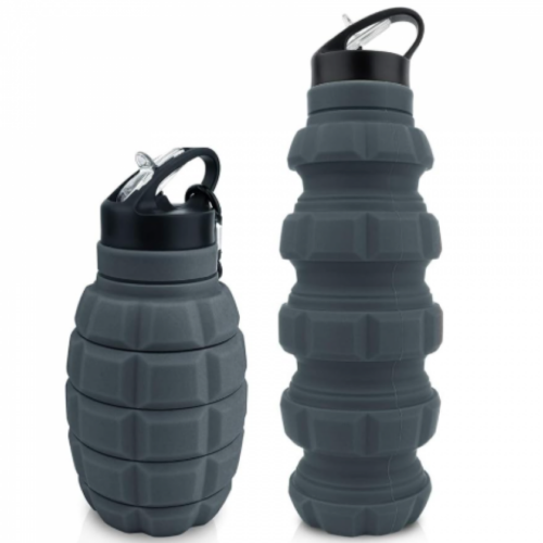 4__78412.png CampCo Caliber Gourmet SILICONE COLLAPSABLE TRAVEL WATER BOTTLE 580ML Reusable Silicone Foldable Water Bottle