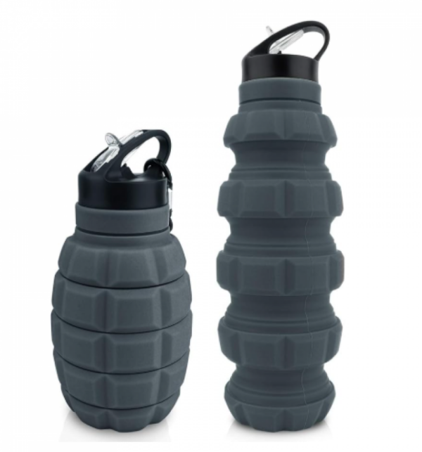 4__78412.png CampCo Caliber Gourmet SILICONE COLLAPSABLE TRAVEL WATER BOTTLE 580ML Reusable Silicone Foldable Water Bottle