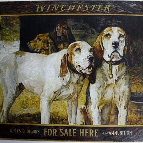 7894__16101.jpg Winchester forsale Here Collectible Tin Sign Coon Dogs Basset Hounds 2176