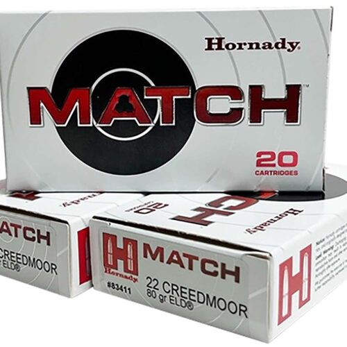 Hornady Match 22 Creedmoor Ammo 80 Gr ELD Match Polymer Tip 20