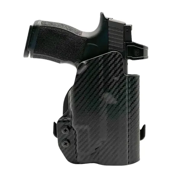https-images.coreware.com-images-products-1142082-14345872__96183.webp Rounded Gear Paddle Holster OWB Black Carbon Fiber Kydex Fits Sig P365 Right Hand - SSRP365TLR7CFRHOWBPDL