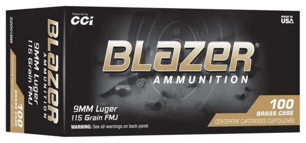CCI Blazer 9mm Ammo 115 Grain Full Metal Jacket - 52001BB 100 PER BOX