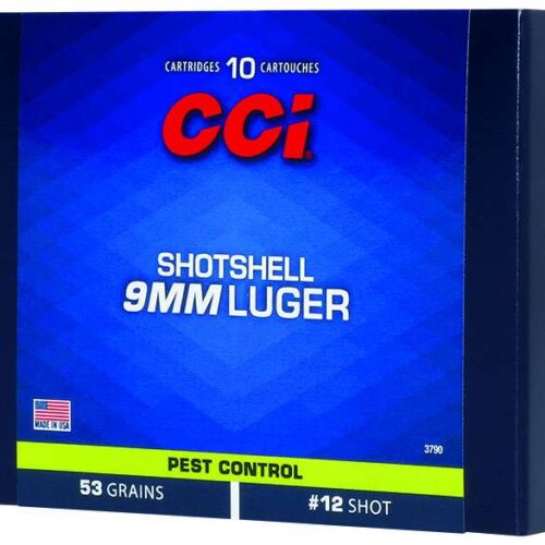 https-images.coreware.com-images-products-24322-14250292__90635.jpg CCI Ammunition Shotshell 9mm Luger Ammo 53 Grain Lead Shot Box of 10 -3790