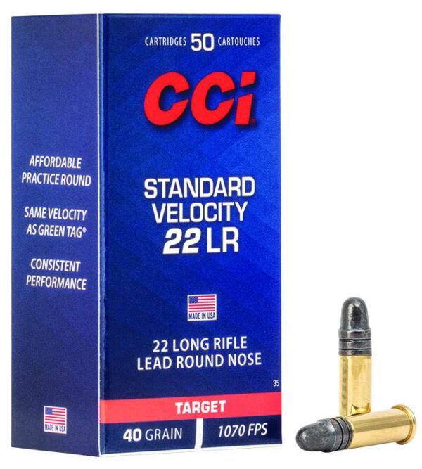 https-images.coreware.com-images-products-27411-14250256__98942.jpg CCI Standard Velocity .22 LR 40-Grain 50-Rounds Brass Casings LRN Projectiles