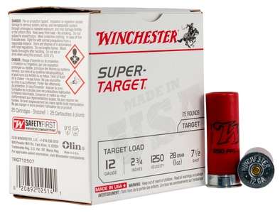 Winchester Ammunition Super Target 12 Gauge 2.75" 1 oz 7.5 Shot 25 Bx TRGT12507