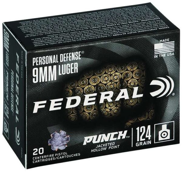 https-images.coreware.com-images-products-348762-14251408__64633.jpg Federal Premium Punch 9MM 124Gr - JHP, 20 Round Box