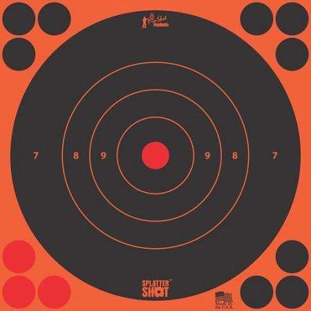 https-images.coreware.com-images-products-35673-14209001__72101.jpg Pro-Shot 8BORNG6PK SplatterShot Self-Adhesive Paper 8" Bullseye Orange Target Paper w/Black Target 6 Per Pack