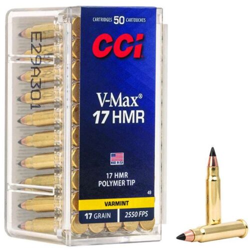 CCI Ammunition V-Max .17 HMR 17 Grain Polymer Tip Rimfire Ammunition 49 for Varmint - 0049
