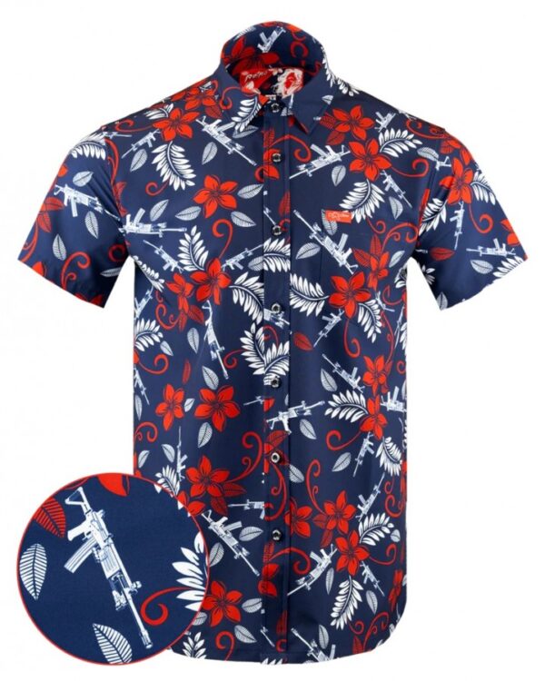 patriotic__34040.jpg RETRO RIFLE PATRIOTIC HAWAIIAN BUTTON DOWN