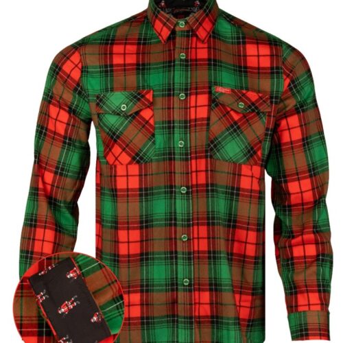 Retro Rifle TACTICAL SANTA FLANNEL RED GREEN Button Down
