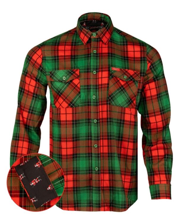 Retro Rifle TACTICAL SANTA FLANNEL RED GREEN Button Down