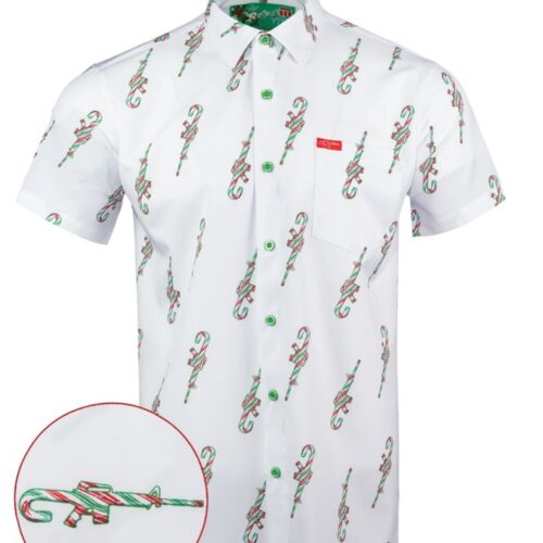 RETRO RIFLE SUGAR SHOOTER BD WHITE HOLIDAY SHIRT