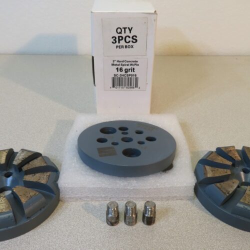 Hard Concrete Metal Spiral Round, 3", With Pin, 16 Grit - 3 Pak Z Lion