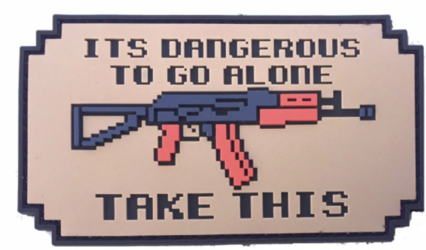 screenshot-2025-06-18-154140__23134.png Patriot Patch Company -Dangerous To Go Alone -Tan Patch - 3"x2"