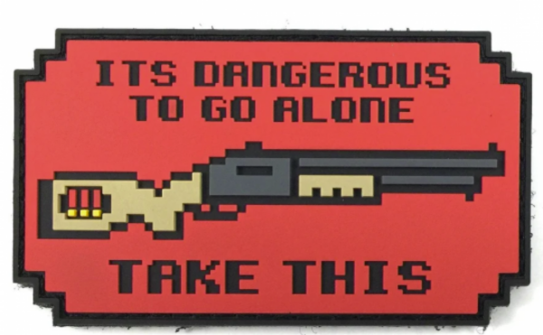 screenshot-2025-06-18-154257__27672.png Patriot Patch Company - Dangerous To GO Alone Shotgun- Patch 3"x2"