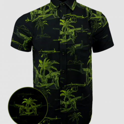 RETRO RIFLE PALM OD GREEN BUTTON DOWN