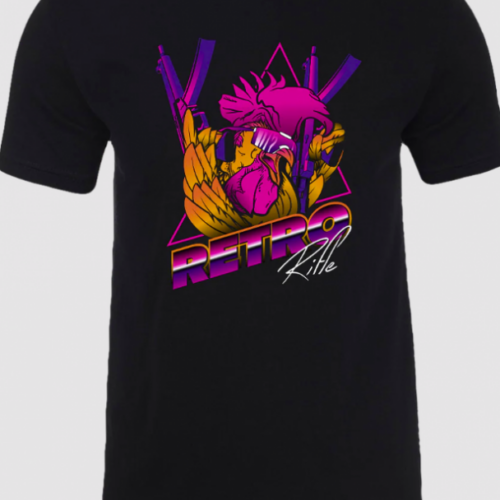 RETRO RIFLE ROOSTER BLACK TEE