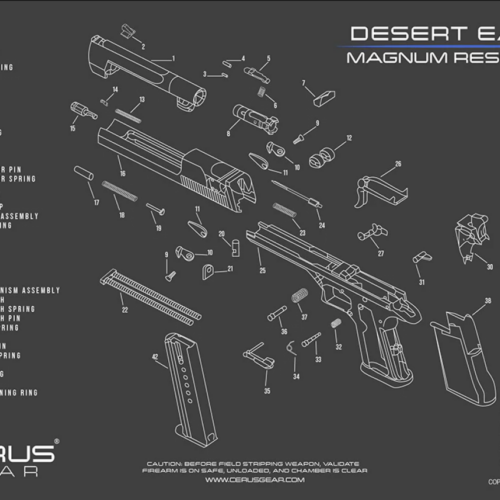 screenshot-2025-08-29-163123__84200.png Cerus Gear Cleaning Gear Magnum Research Desert Eagle Schematic Handgun Mat - Charcoal Gray/Cerus Blue