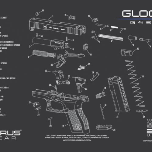 screenshot-2025-09-02-113117__63650.png Cerus Gear Cleaning MAT GLOCK 43X SCHEMATIC; CHARCOAL GRAY/ CERUS BLUE