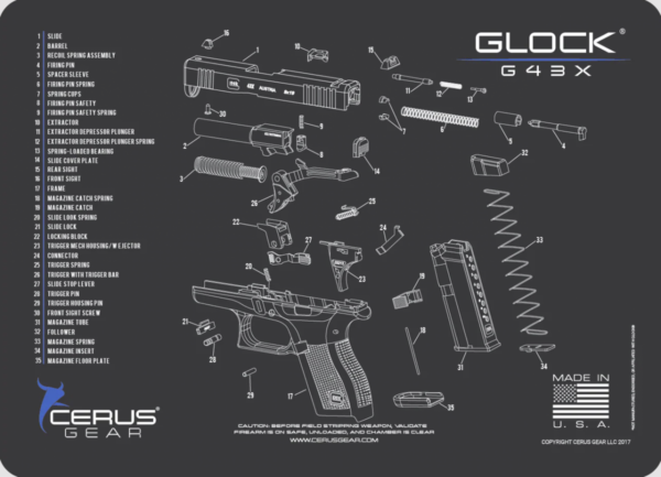 screenshot-2025-09-02-113117__63650.png Cerus Gear Cleaning MAT GLOCK 43X SCHEMATIC; CHARCOAL GRAY/ CERUS BLUE
