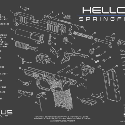 screenshot-2025-09-02-132050__90514.png CERUS GEAR CLEANING MAT SPRINGFIELD HELLCAT SCHEMATIC - CHARCOAL GRAY/CERUS BLUE
