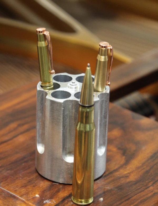 screenshot-2025-12-12-152423__42902.png CampCo Caliber Gourmet Gun Cylinder Pen Holder Silver Aluminum - CBG-1007